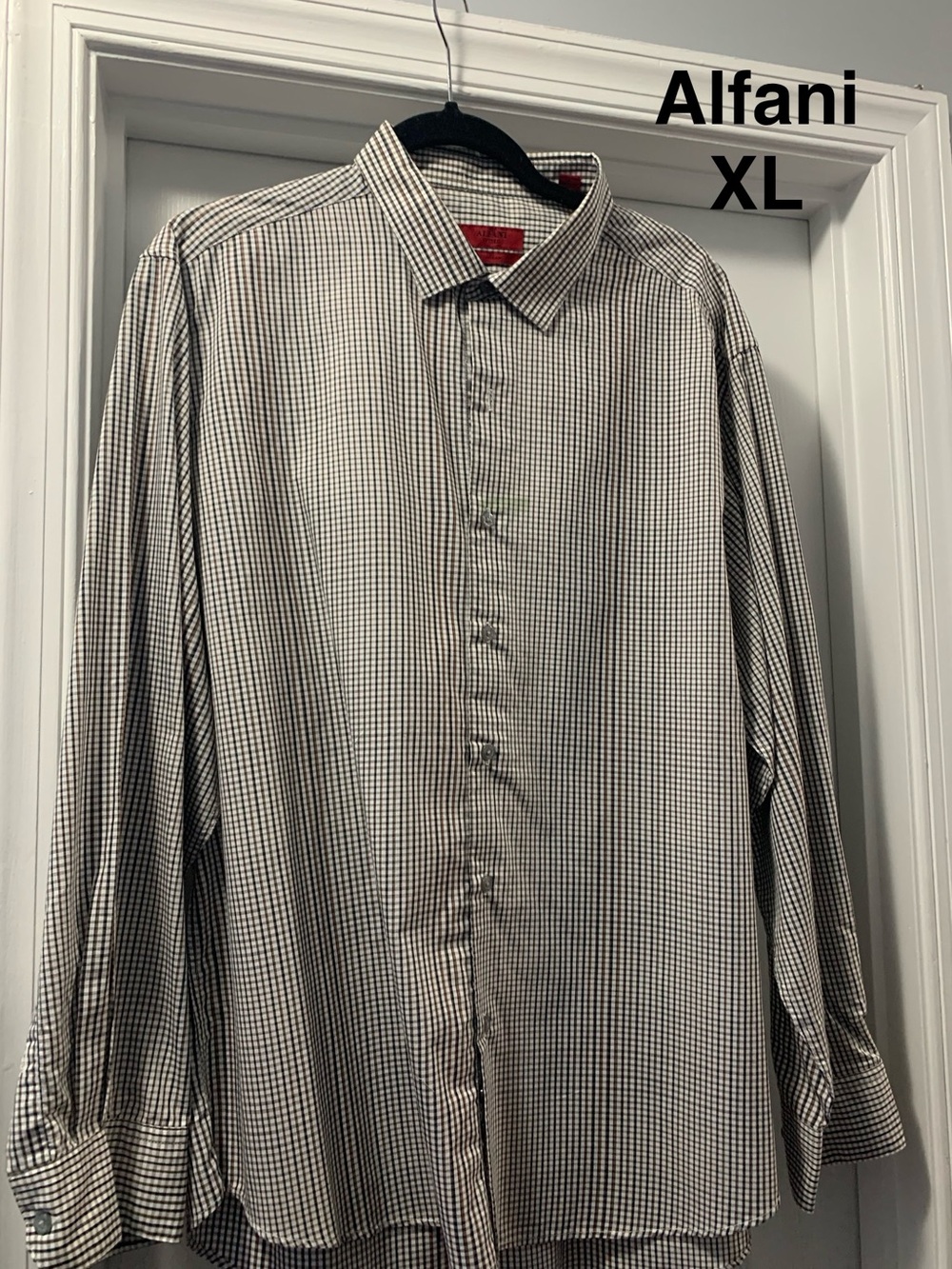 Ralph Lauren Men’s Black, Brown and White Micro-Check Dress Shirt